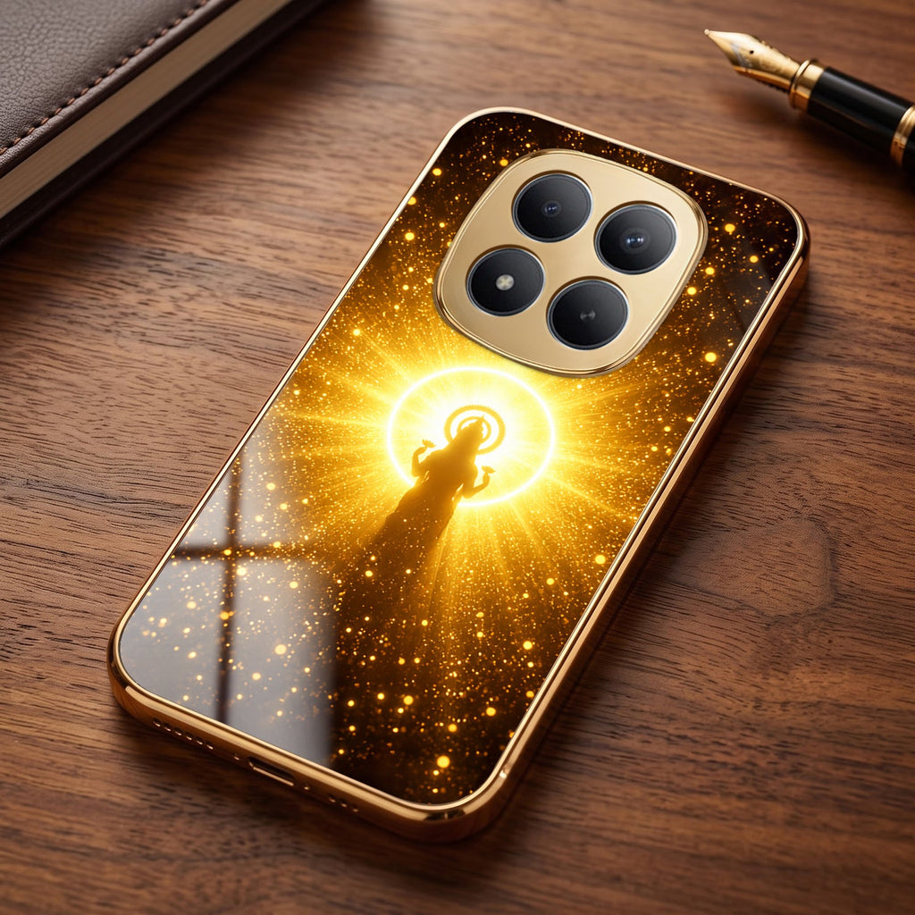 Redmi Note 15 Pro+ 5G Lakshmi Sacred Gold Electroplated Glass Phone Back Case