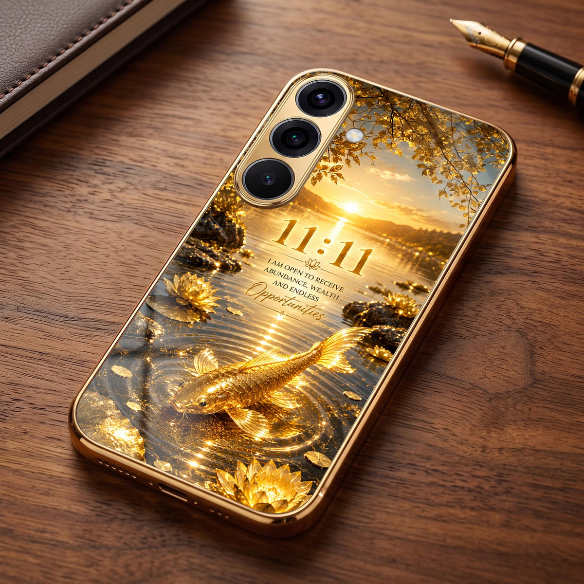 Samsung Galaxy A56 5G 11:11 Manifestation Gold Electroplated Glass Phone Back Case