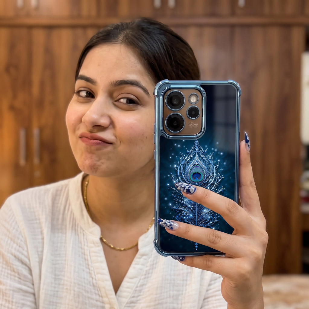 Oppo Reno 15 Pro Mini 5G Premium Peacock Feather Airbags Printed Back Case