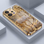 Vivo V70 5G Luxury Horse Texture Gold Electroplated Glass Phone Back Case