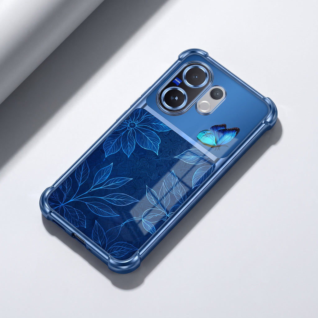 Vivo V60 5G Azure Butterfly Dual-Tone Transparent Blue Airbags Case
