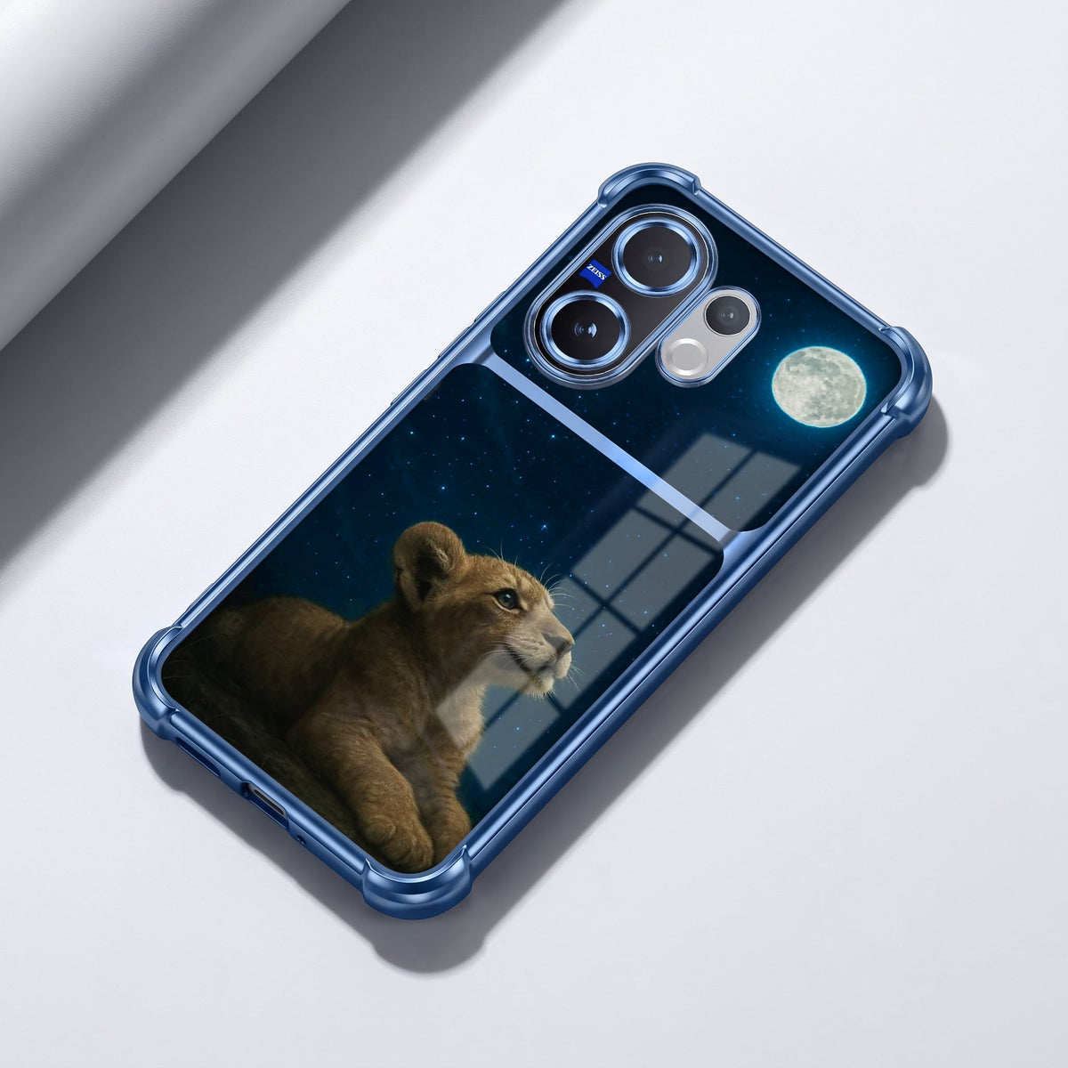 Vivo V60 5G Moonlit Baby Lion Dual-Tone Transparent Blue Airbags Case