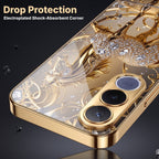 Vivo V70 FE 5G Luxury Horse Texture Gold Electroplated Glass Phone Back Case