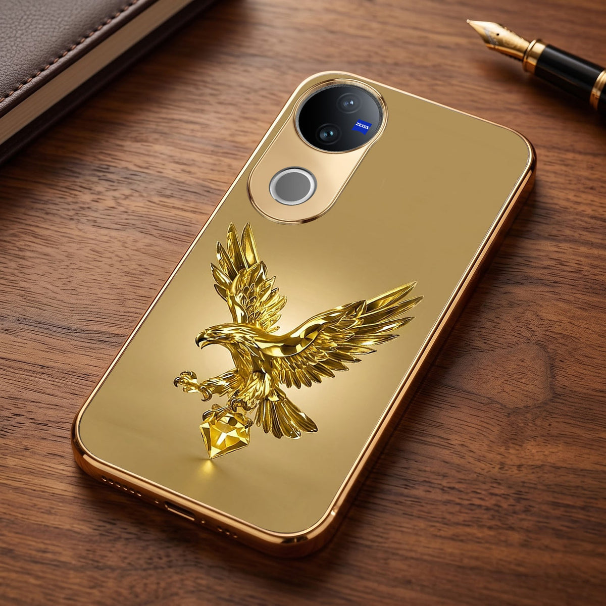 Vivo T4R 5G Golden Eagle Gold Electroplated Glass Phone Back Case