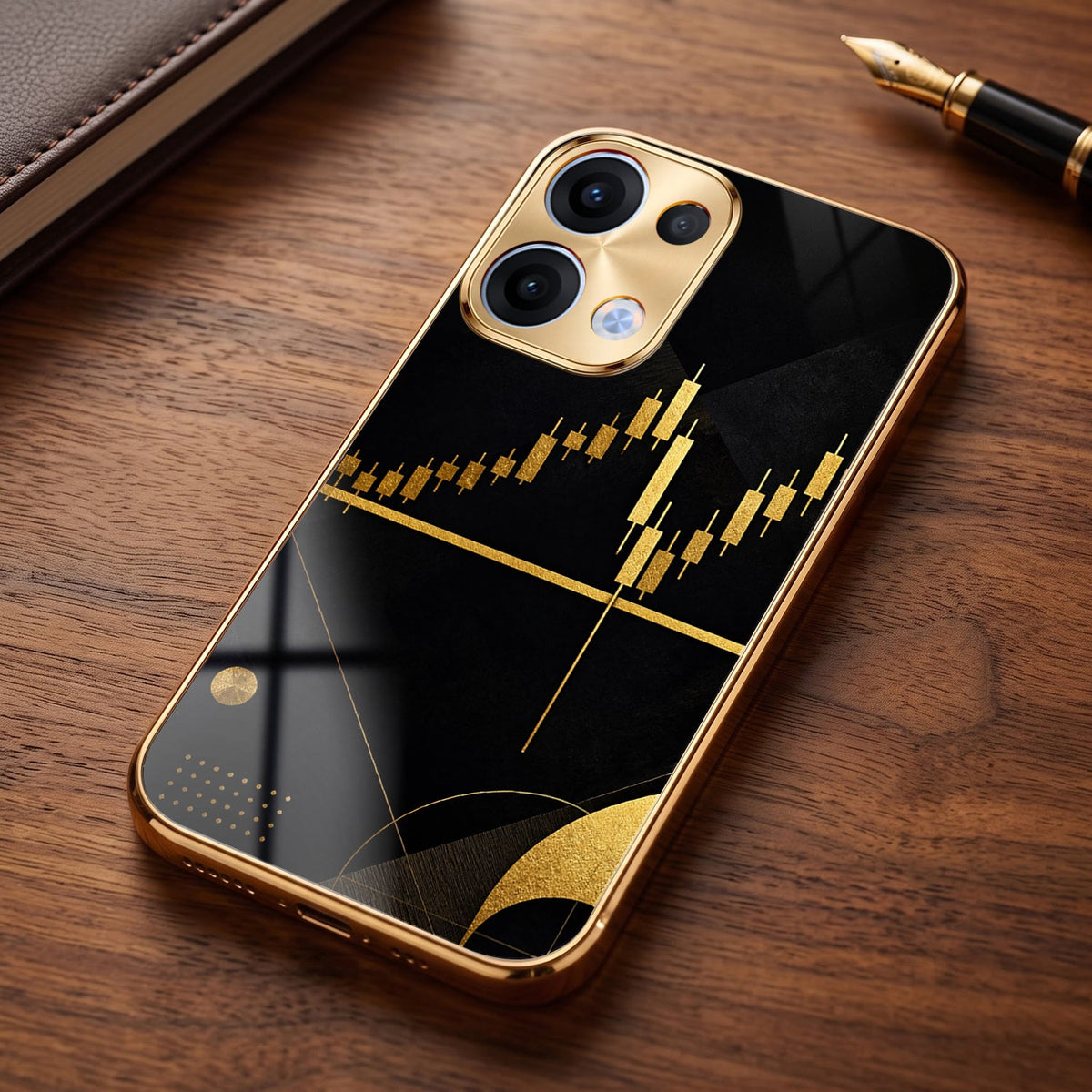 Oppo Reno 13 5G Trading Candles Gold Electroplated Glass Case