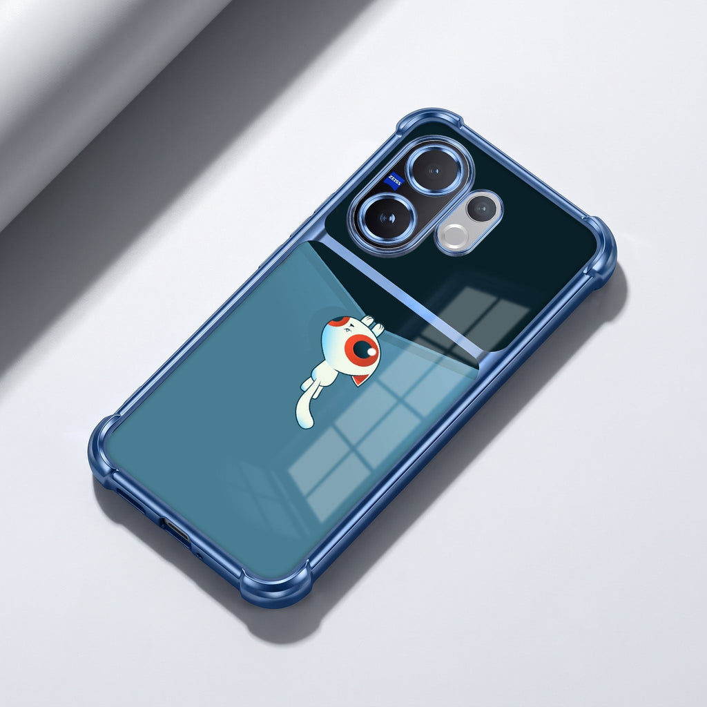 Vivo V60 5G Cute Cyclops Monster Dual-Tone Transparent Blue Airbags Case