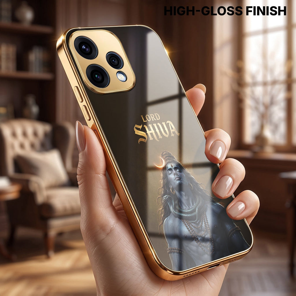 Oppo Reno 15 5G Lord Shiva Gold Electroplated Glass Phone Back Case