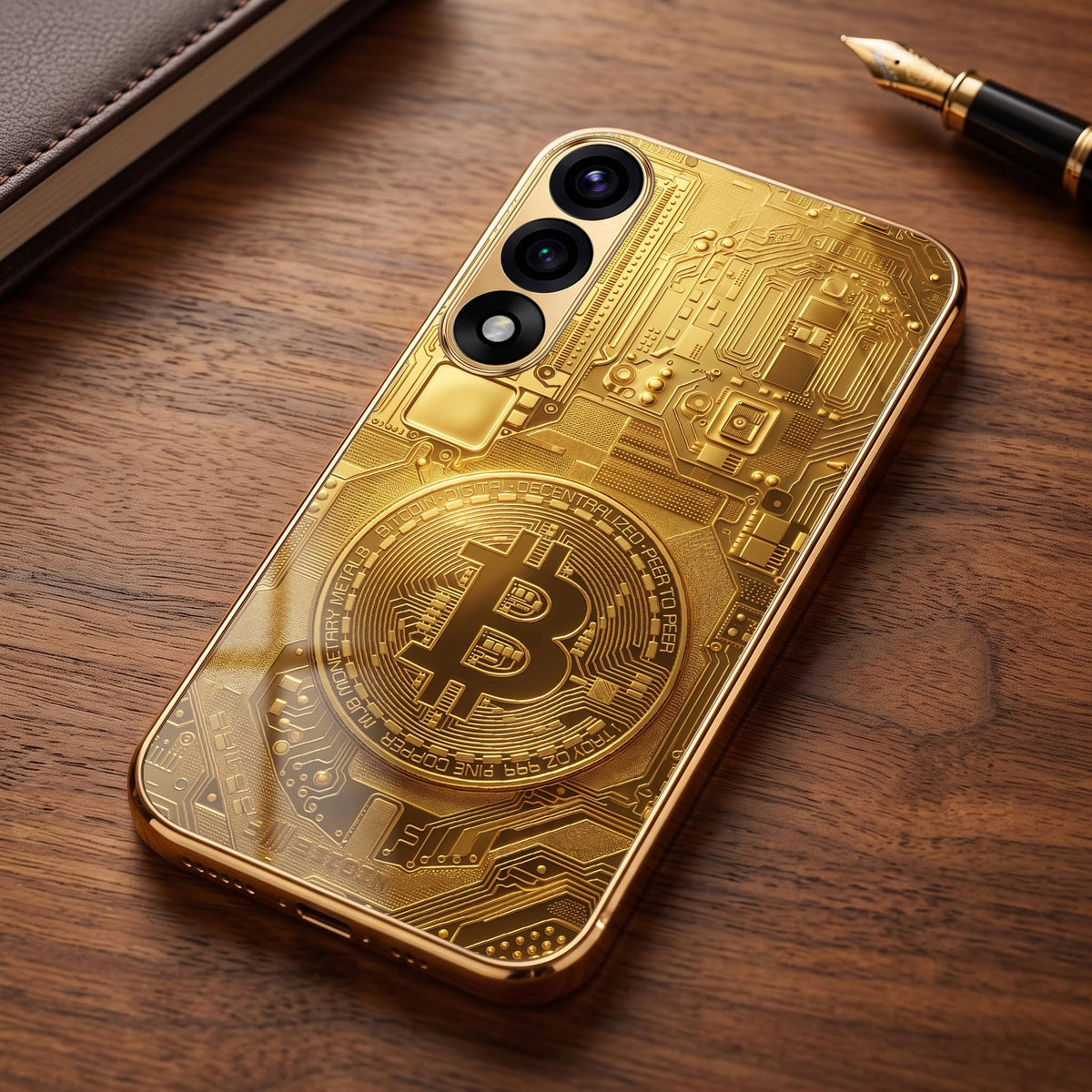 Oneplus Nord 5 5G Bitcoin Gold Electroplated Glass Phone Back Case
