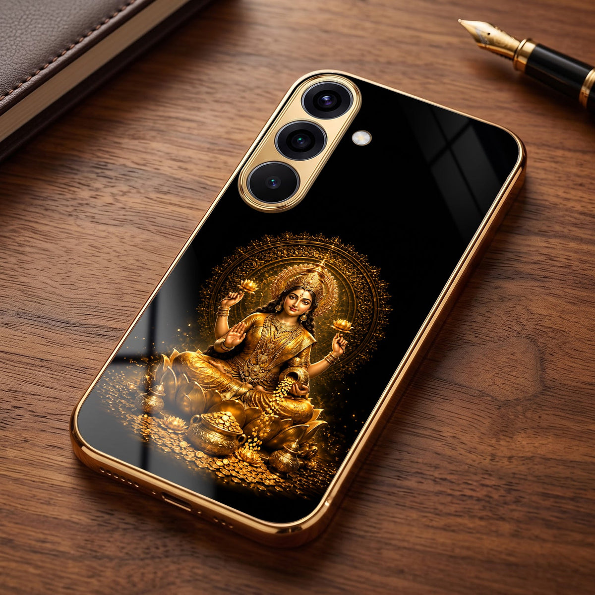 Samsung Galaxy A56 5G Golden Maa Lakshmi Gold Electroplated Glass Phone Back Case