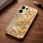 Oppo Reno 13 5G Golden Butterfly Gold Electroplated Glass Phone Back Case