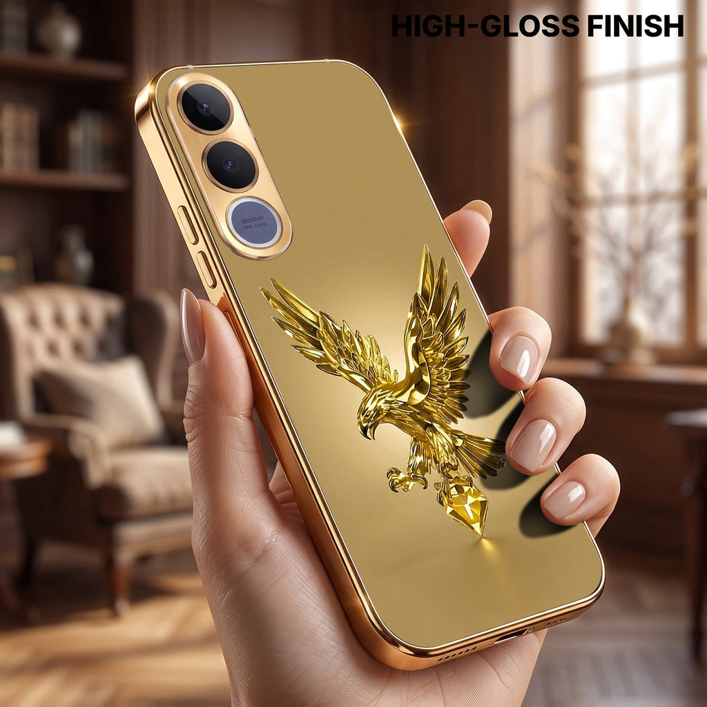 Vivo V70 FE 5G Golden Eagle Gold Electroplated Glass Phone Back Case