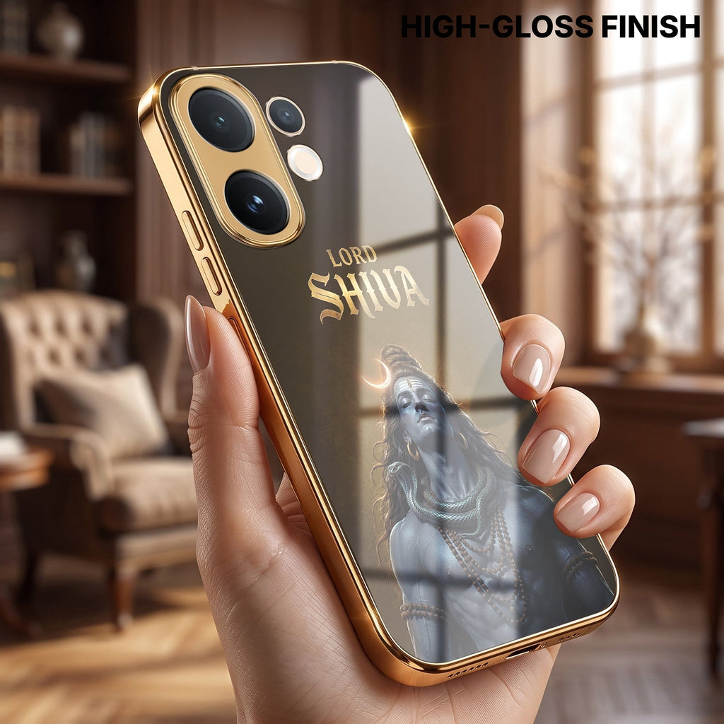 Vivo V60e 5G Lord Shiva Gold Electroplated Glass Phone Back Case