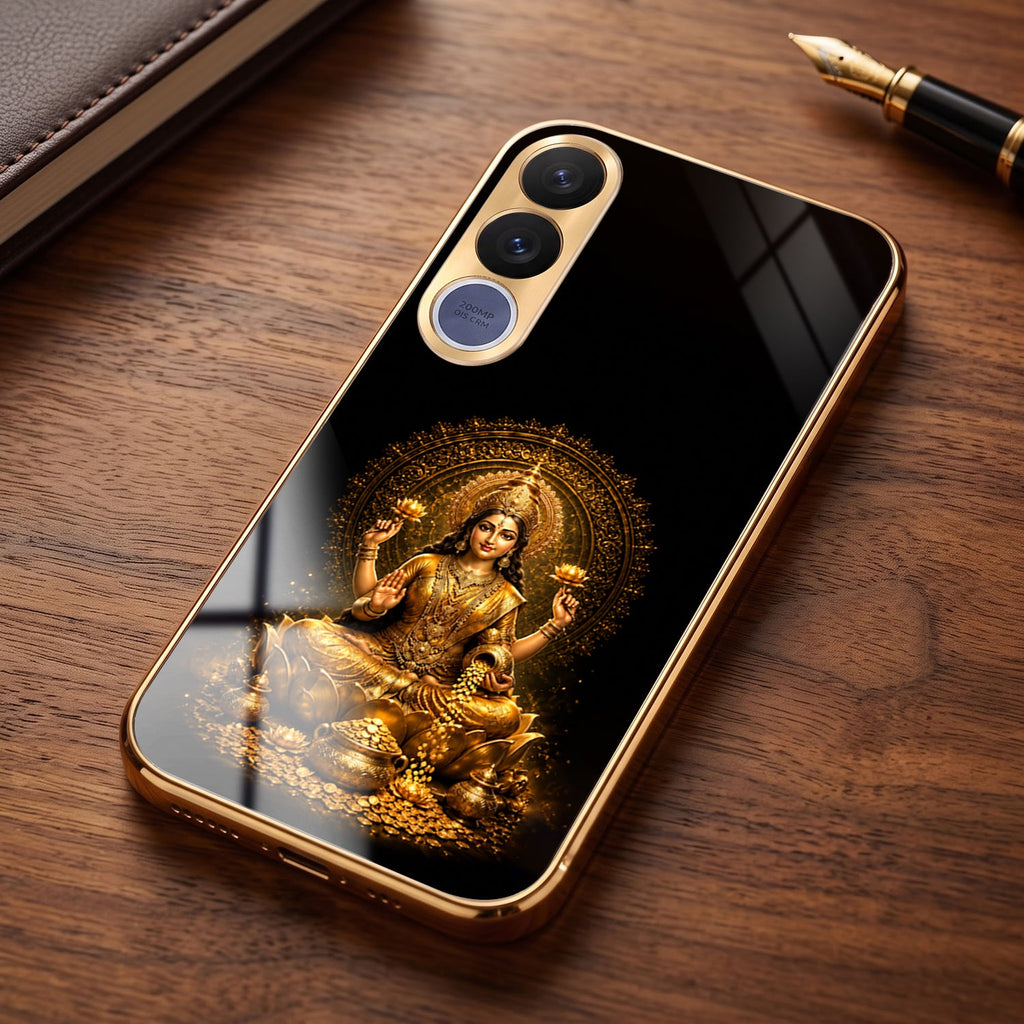 Vivo V70 FE 5G Golden Maa Lakshmi Gold Electroplated Glass Phone Back Case