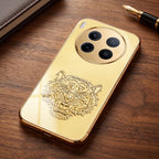 Vivo X300 Pro 5G Golden Tiger Face Gold Electroplated Glass Phone Back Case