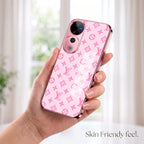 Vivo V40 Pro 5G Luxury Monogram Pink Electroplated Glass Phone Back Case