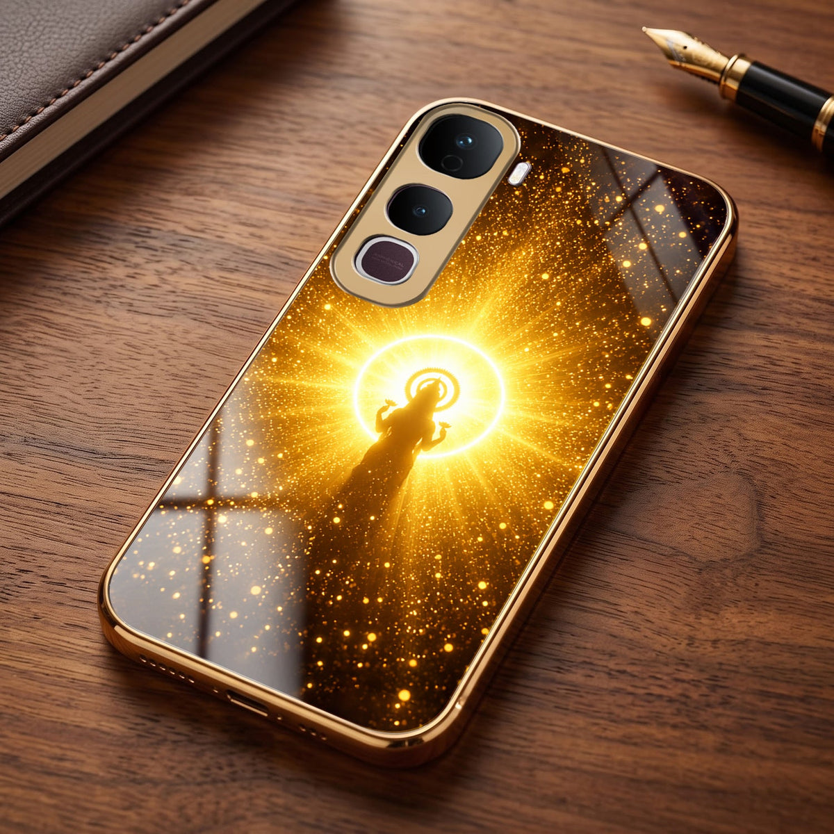 Vivo Y400 Pro 5G Lakshmi Sacred Gold Electroplated Glass Phone Back Case