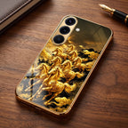 Samsung Galaxy A56 5G Horses Royal Glory Gold Electroplated Glass Phone Back Case