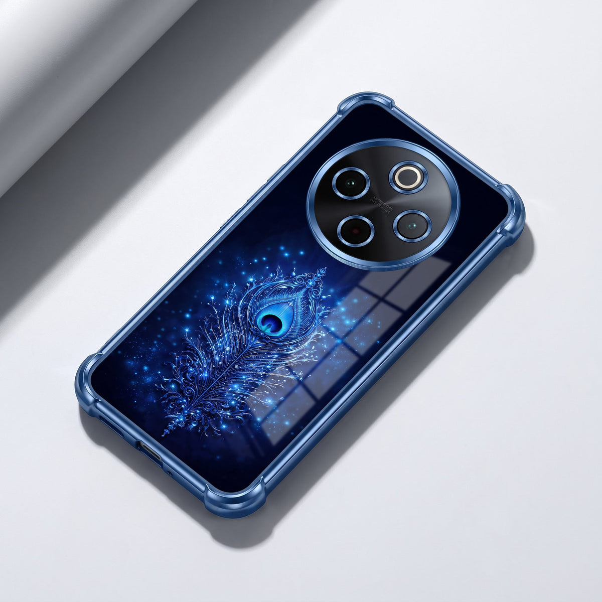 Vivo T4 5G Premium Peacock Feather Blue Airbags Printed Back Case