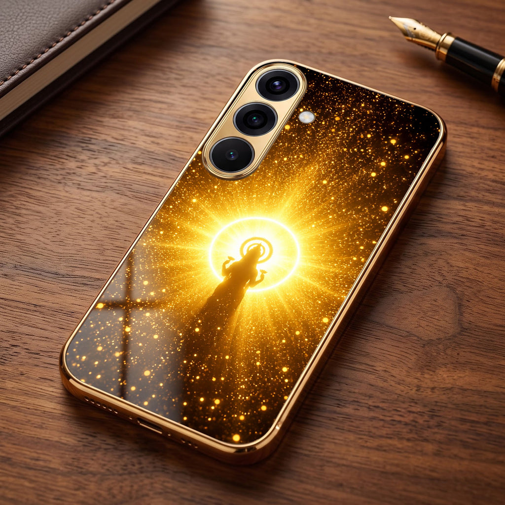 Samsung Galaxy A56 5G Lakshmi Sacred Gold Electroplated Glass Phone Back Case