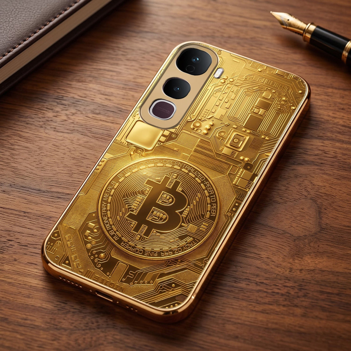 Vivo Y400 Pro 5G Bitcoin Gold Electroplated Glass Phone Back Case