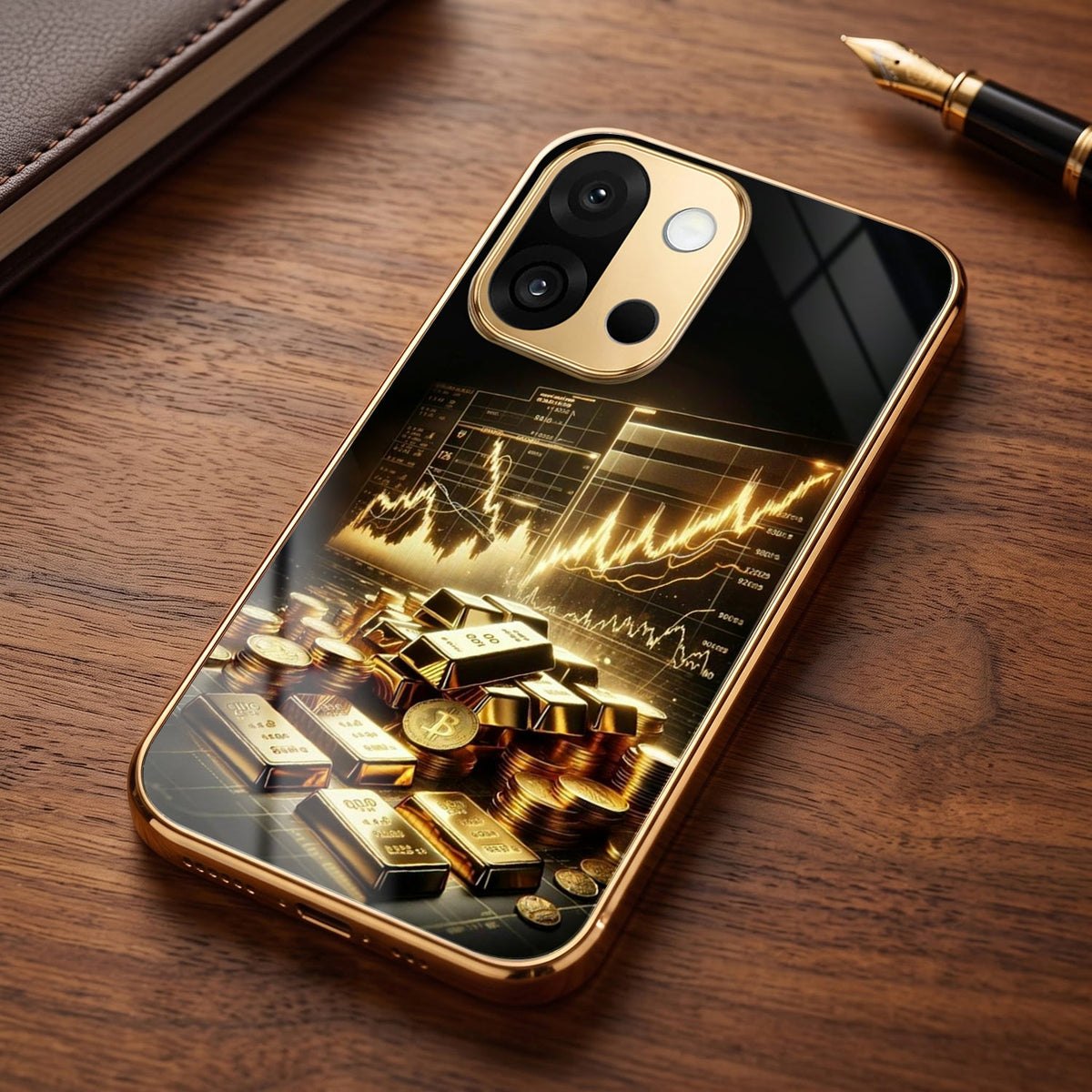 OnePlus 13s 5G Luxury Wealth Trader Gold Electroplated Glass Phone Back Case