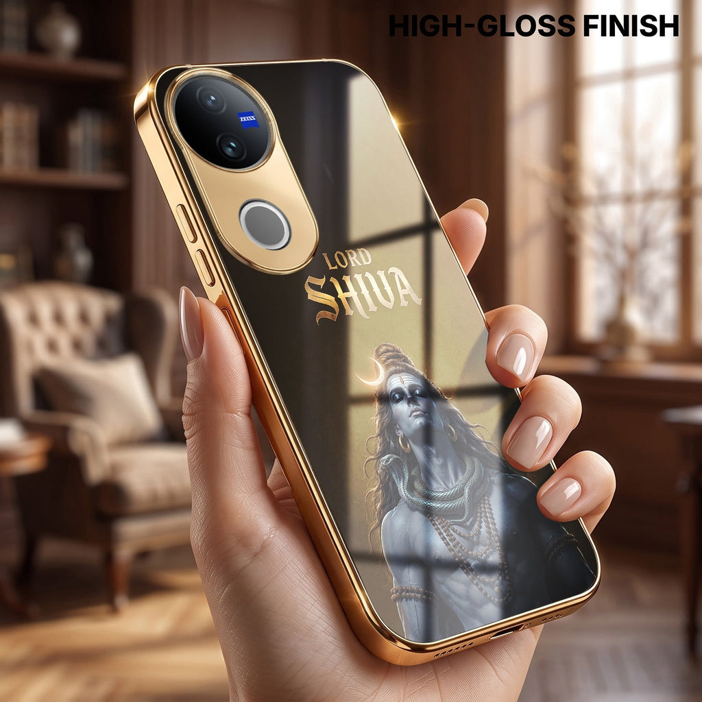 Vivo T4R 5G Lord Shiva Gold Electroplated Glass Phone Back Case
