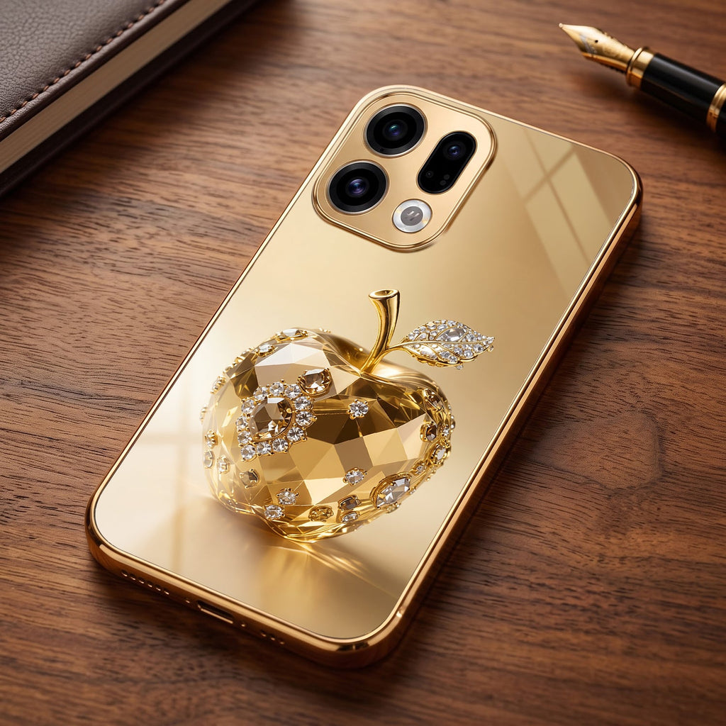 Oppo Find X9 5G Golden Apple Gold Electroplated Glass Phone Back Case