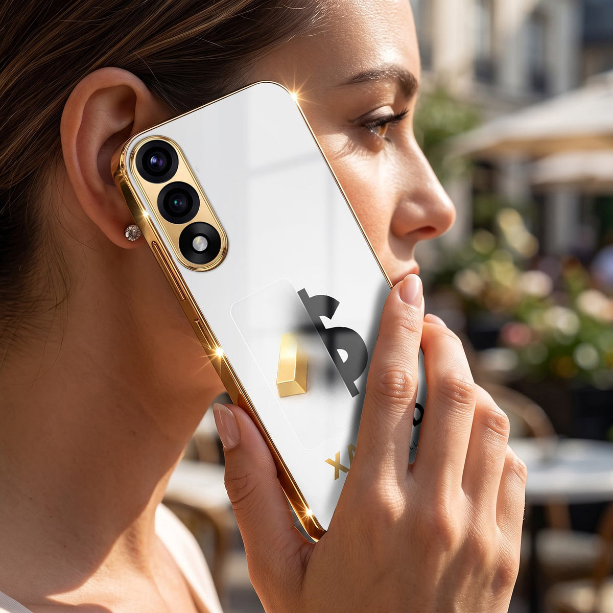 Oneplus Nord 5 5G Luxury XAU/USD Gold Electroplated Glass Phone Back Case