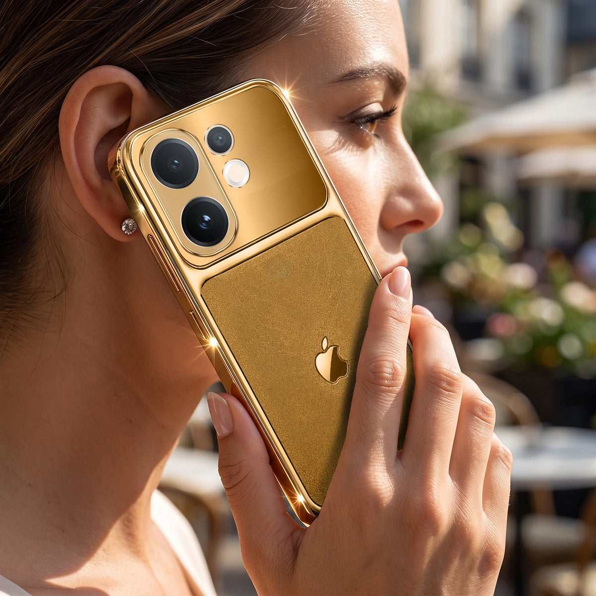 Vivo V60e 5G Royal Touch Apple Gold Electroplated Glass Phone Back Case