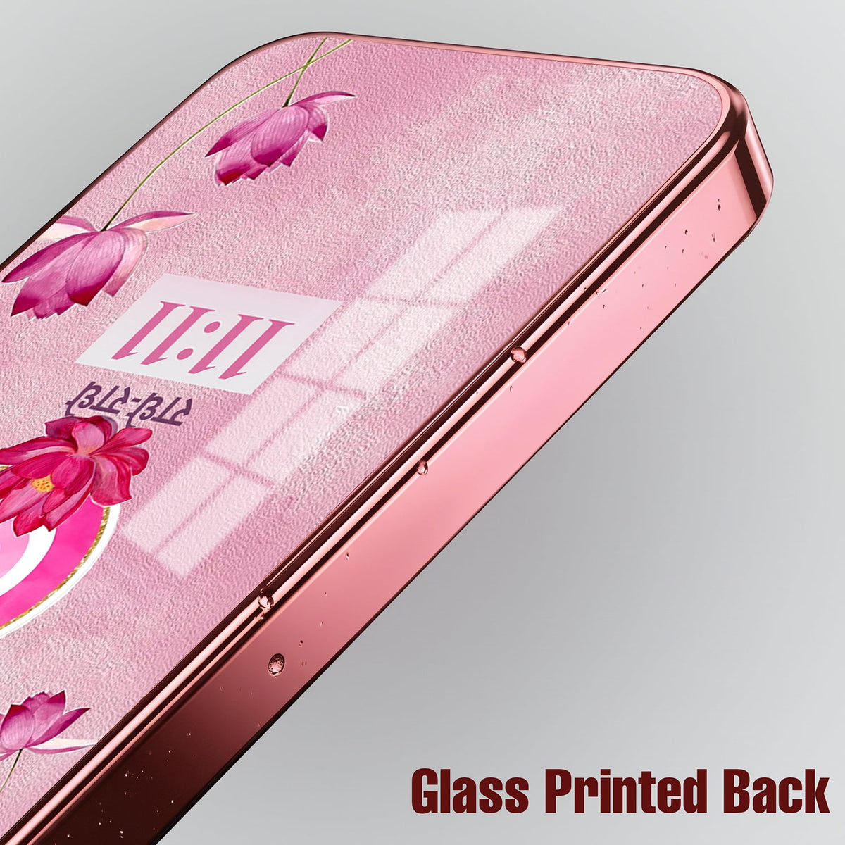 Vivo T5x 5G Luxury Radhe Radhe 11:11 Pink Electroplated Glass Phone Back Case
