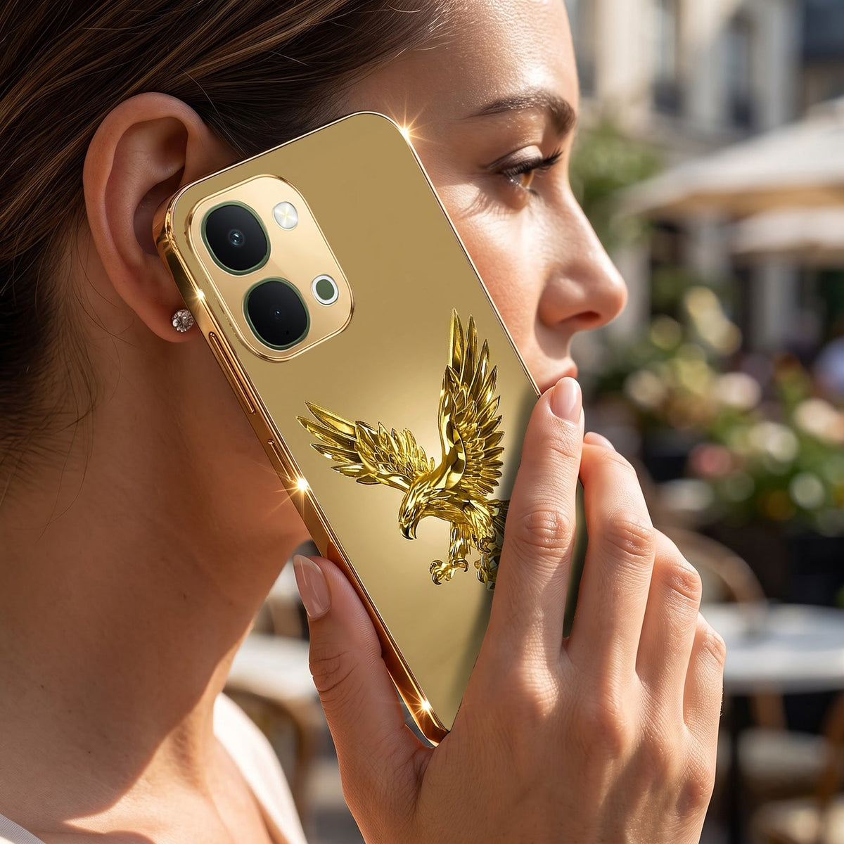 Vivo Y51 Pro 5G Golden Eagle Gold Electroplated Glass Phone Back Case