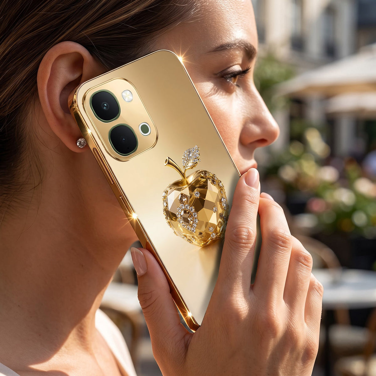 Vivo Y51 Pro 5G Golden Apple Gold Electroplated Glass Phone Back Case
