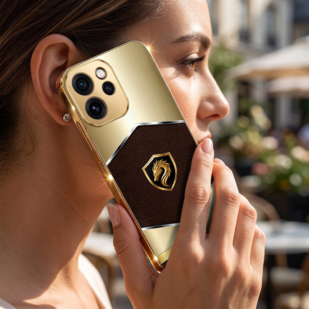 Oppo Reno 15 Pro Mini 5G Dragon Crest Gold Electroplated Glass Phone Back Case