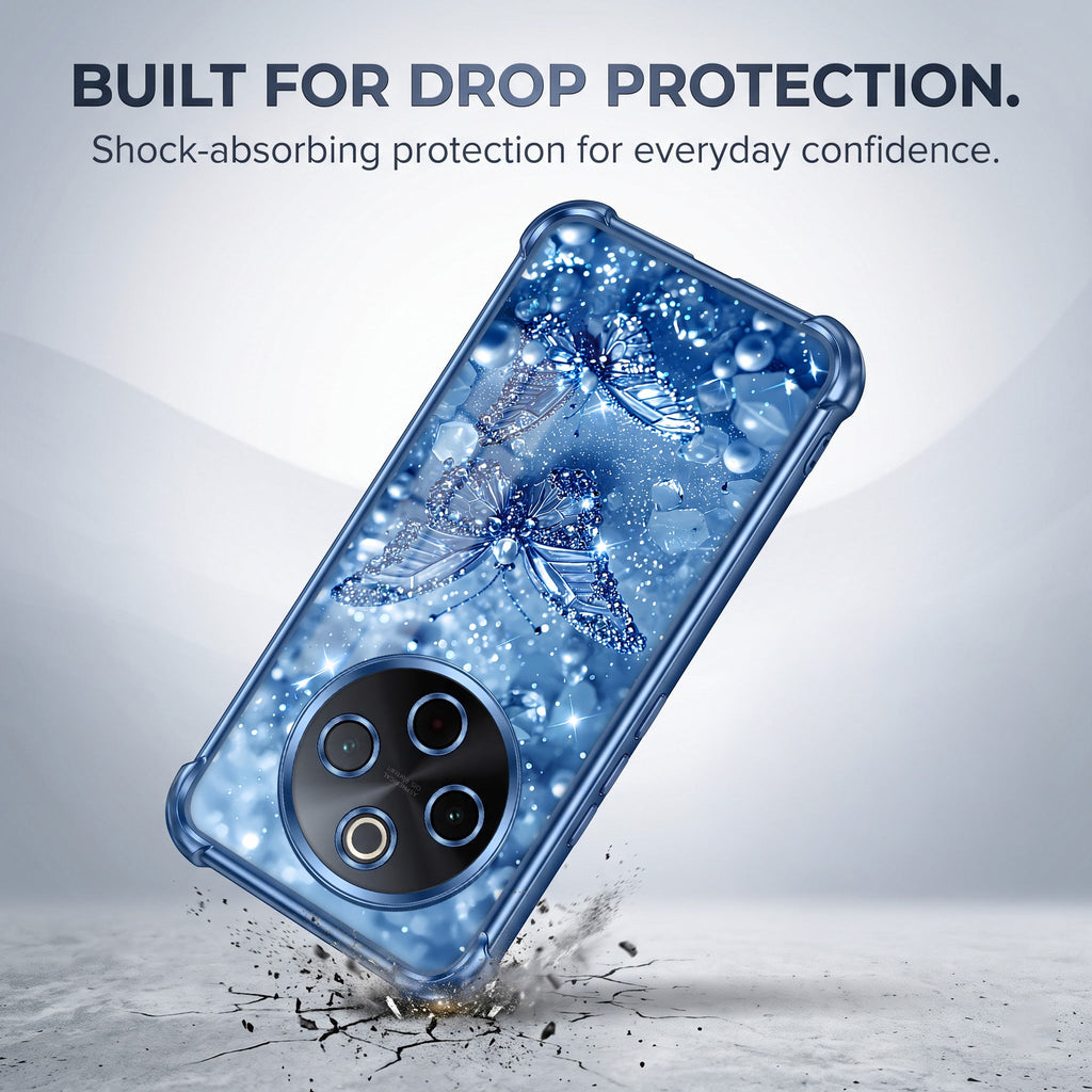Vivo T4 5G Butterfly Blue Airbags Printed Back Case