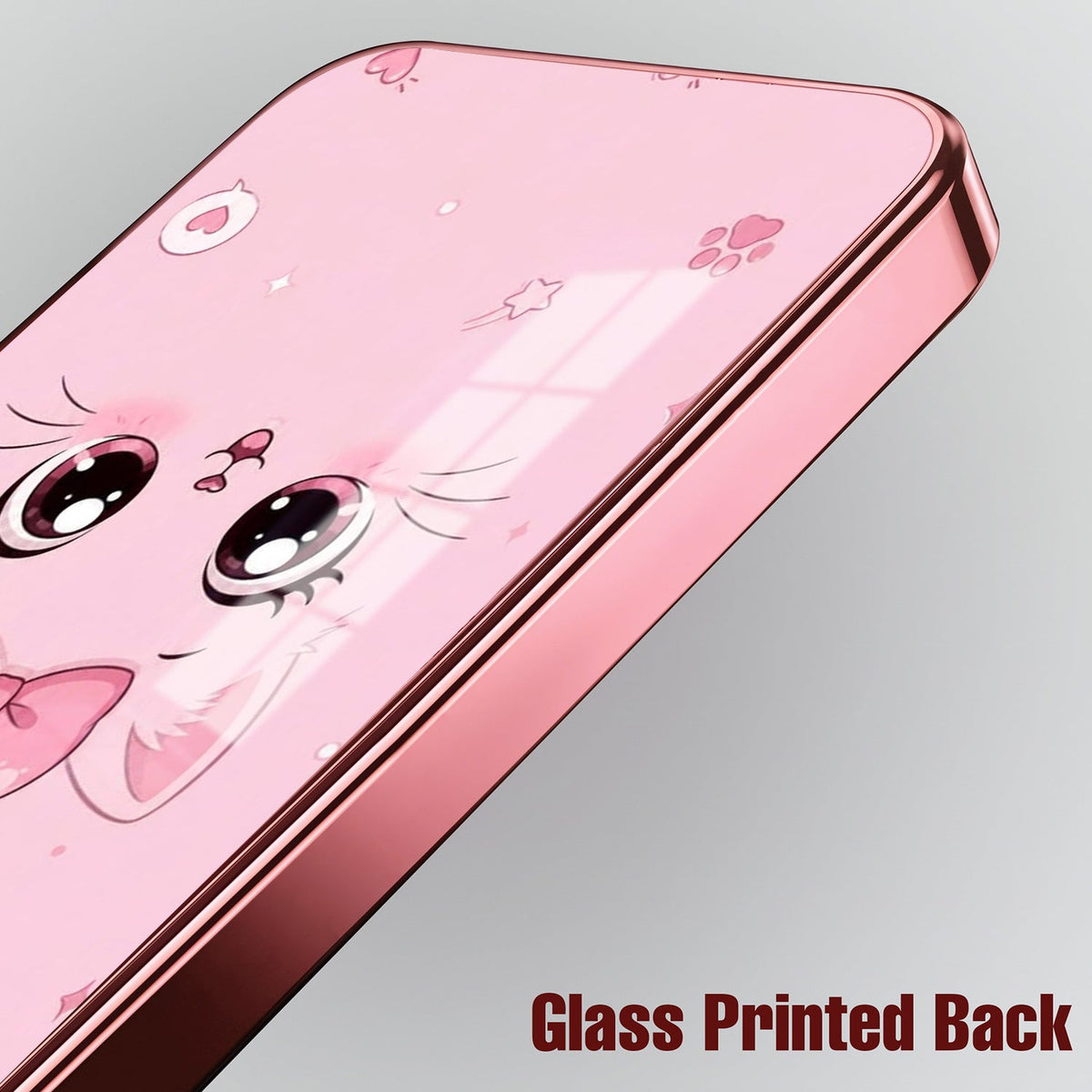 Vivo V70 5G Luxury Cute Cat Pink Electroplated Glass Phone Back Case