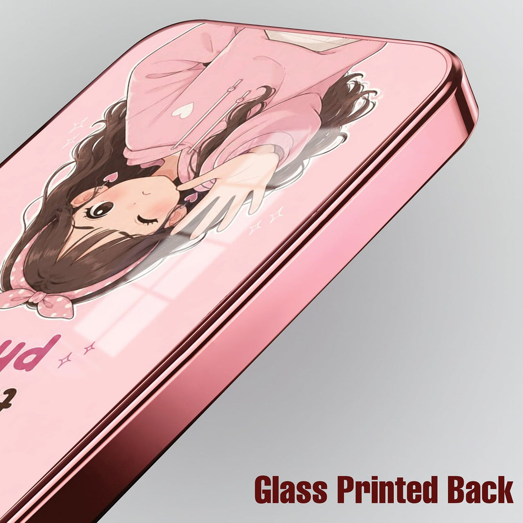 Vivo V70 5G Luxury Anime Girl Pink Electroplated Glass Phone Back Case
