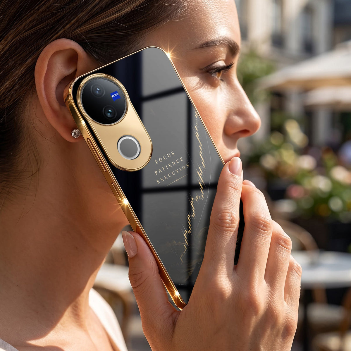 Vivo V50 5G Focus Electroplated Gold Glass Case