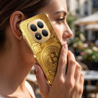 Redmi Note 15 Pro+ 5G Bitcoin Gold Electroplated Glass Phone Back Case