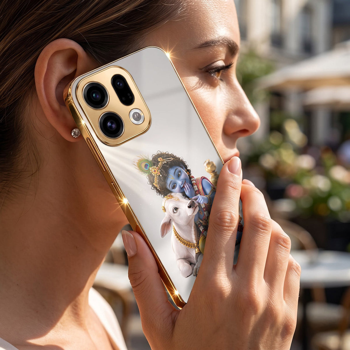 Oppo Find X9 5G Bal Krishna Blessings Gold Electroplated Glass Phone Back Case