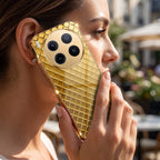Vivo X300 Pro 5G  Golden Criss Cross Gold Electroplated Glass Phone Back Case