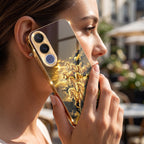Vivo V70 FE 5G Horses Royal Glory Gold Electroplated Glass Phone Back Case