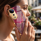 Vivo V40 Pro 5G Luxury Crimson Gold Marble Electroplated Glass Case