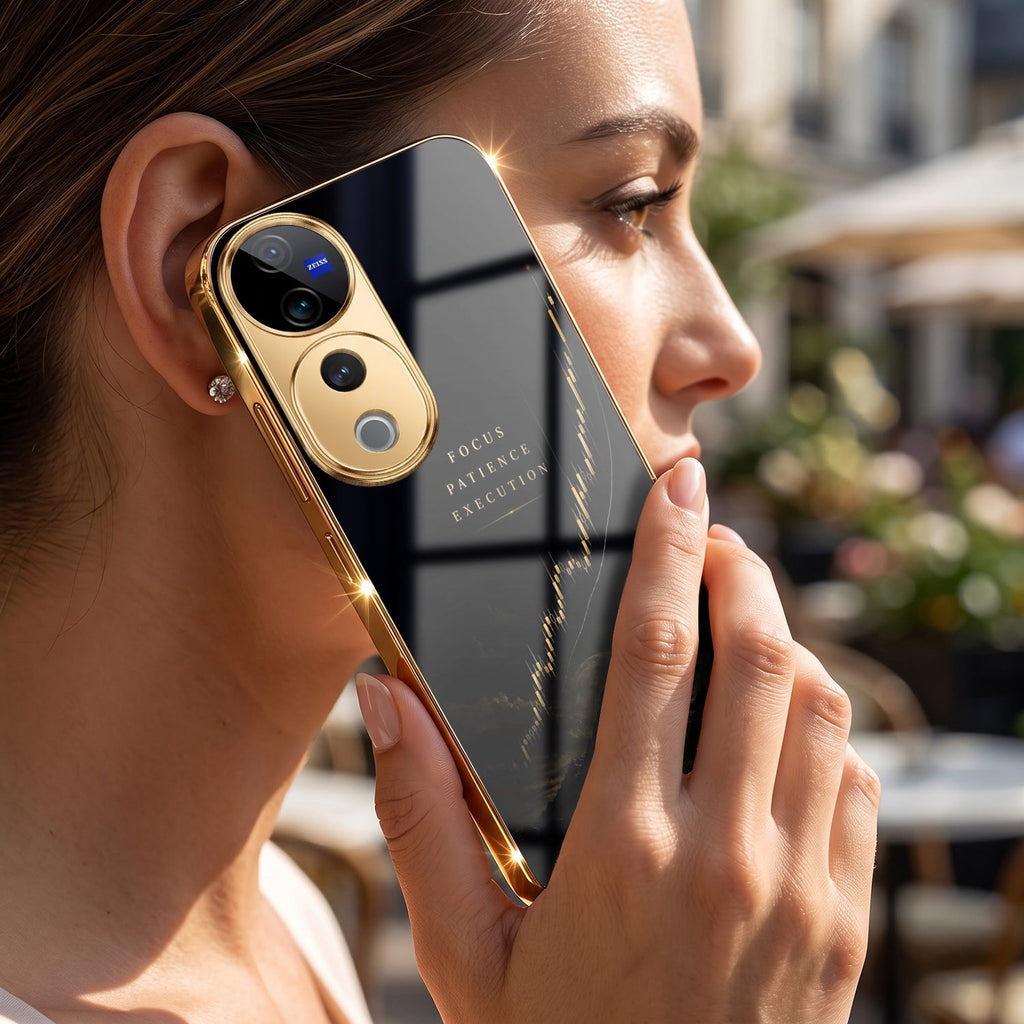 Vivo V40 Pro 5G Focus Electroplated Gold Glass Case