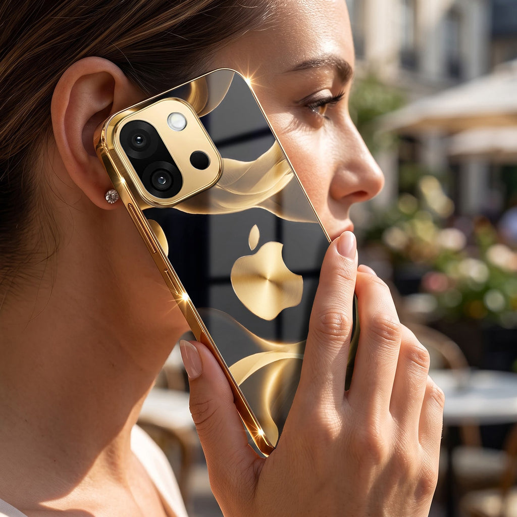 OnePlus 13s 5G Luxury Wave Gold Electroplated Glass Phone Back Case