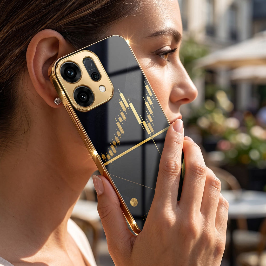 Oppo Reno 14 5G Trading Candles Gold Electroplated Glass Case