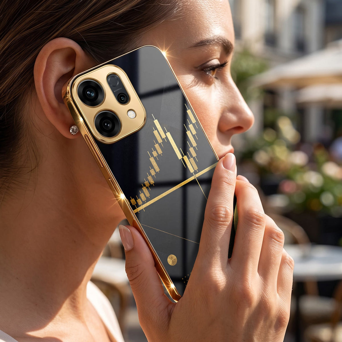 Oppo Reno 14 5G Trading Candles Gold Electroplated Glass Case