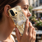OnePlus 13s 5G Luxury Horse Texture Gold Electroplated Glass Phone Back Case