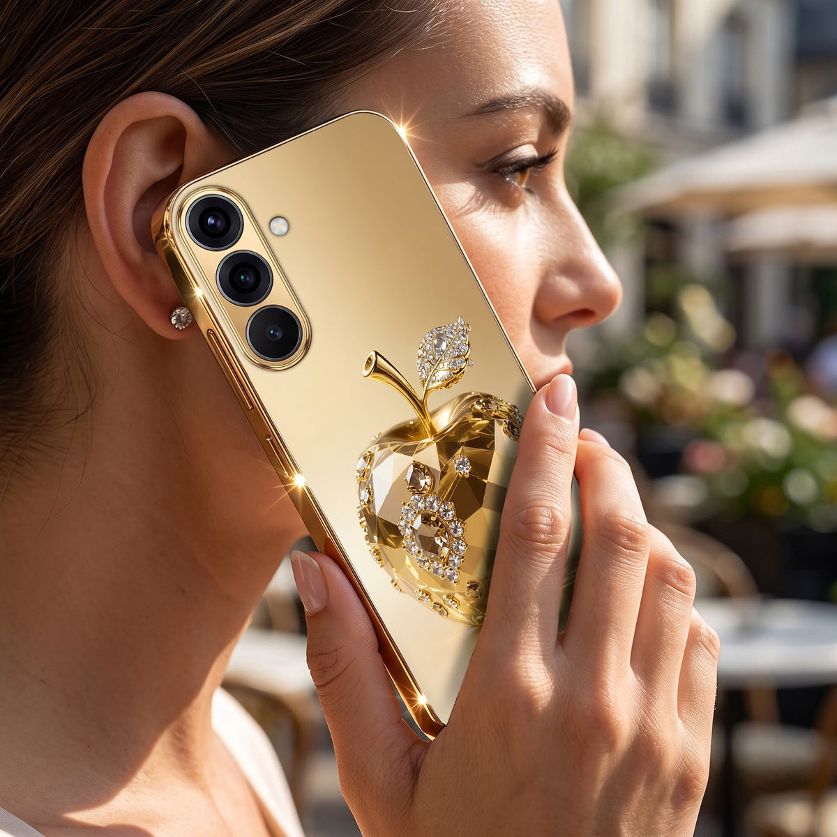 Samsung Galaxy A36 5G Golden Apple Gold Electroplated Glass Phone Back Case