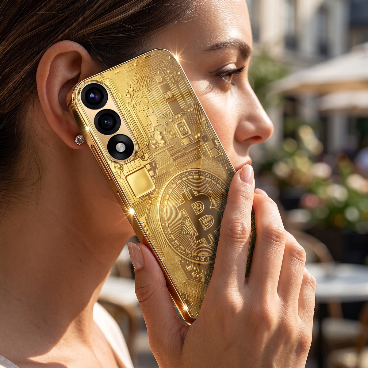Oneplus Nord 5 5G Bitcoin Gold Electroplated Glass Phone Back Case