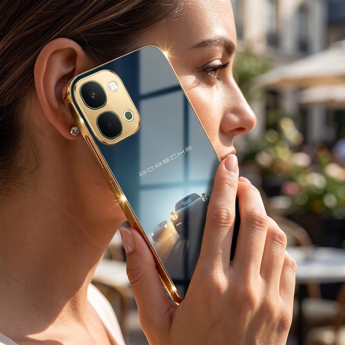 Vivo Y51 Pro 5G Porsche Luxury Gold Electroplated Glass Phone Back Case